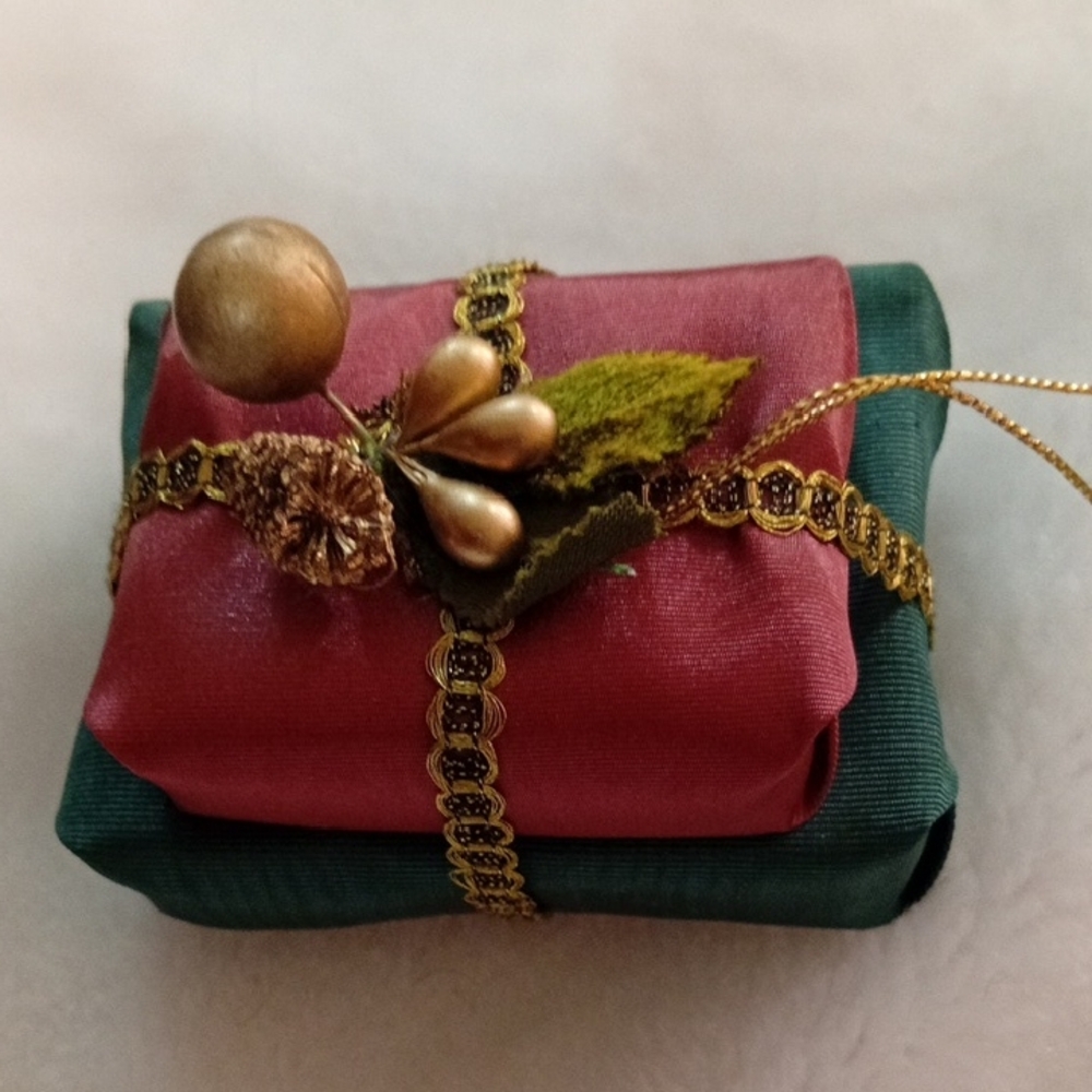Festive Gold and Red Holiday Ornament